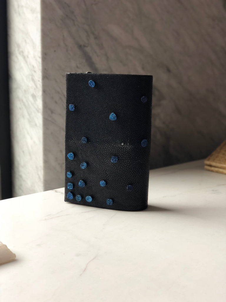 The Black Stingray & Colbalt Druzies Classic Clutch