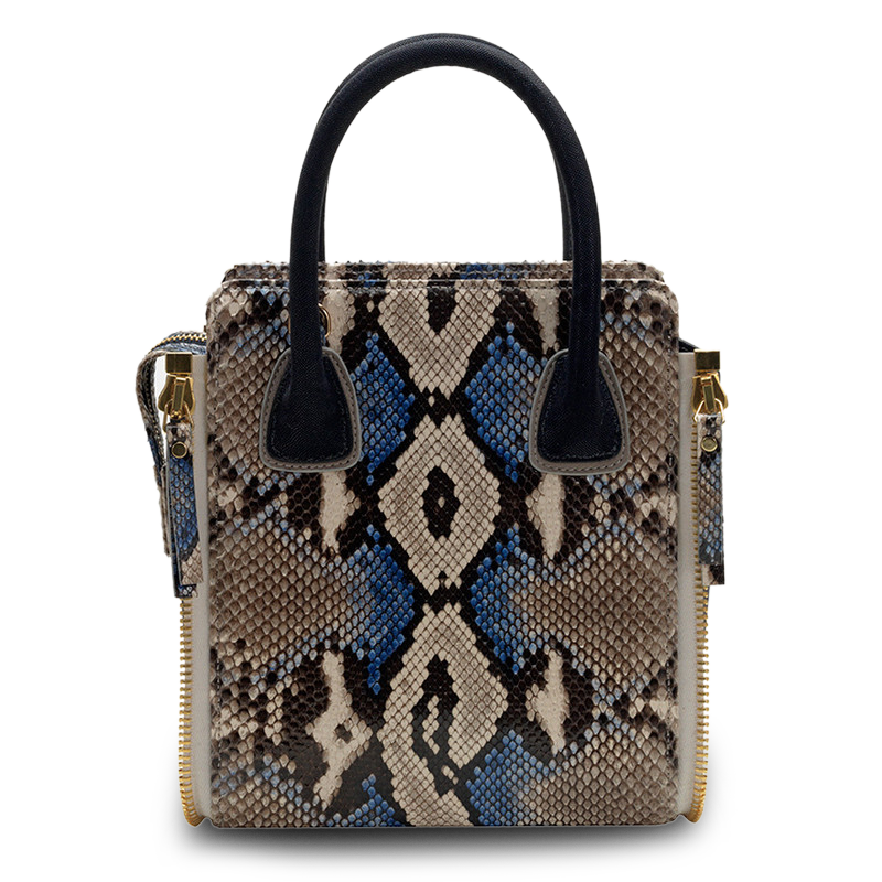 The Livia Bag - Blue Painted Natural Python