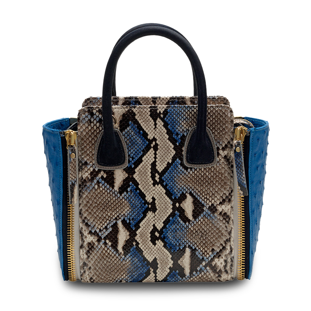 The Livia Bag - Blue Painted Natural Python