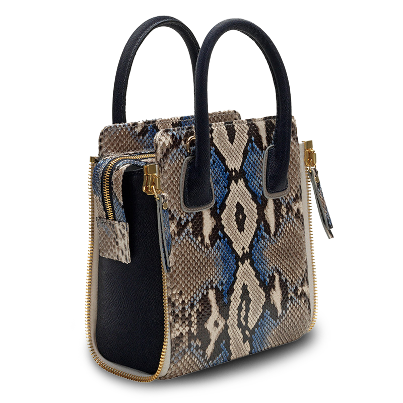 The Livia Bag - Blue Painted Natural Python