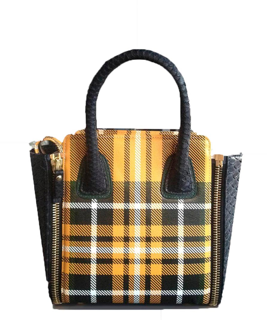 The Livia Bag - Yellow Plaid Leather