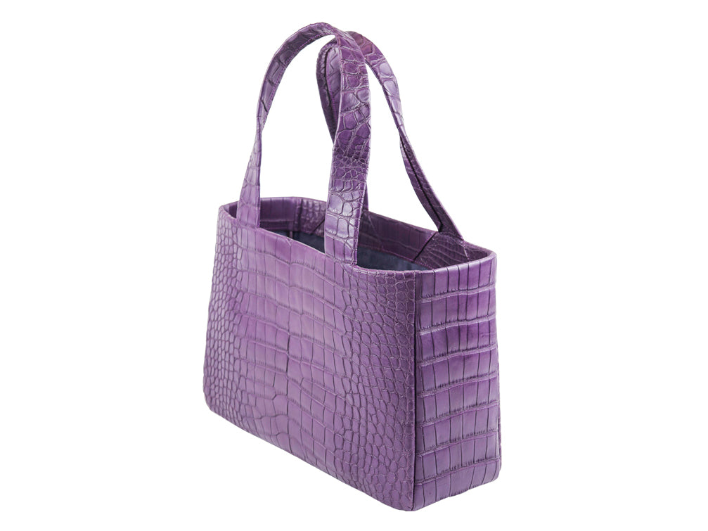 Women Purple Croc-Skin Patterned Tote Bag