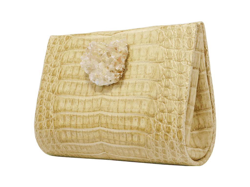 Tan Matte Crocodile & Quartz Crystal