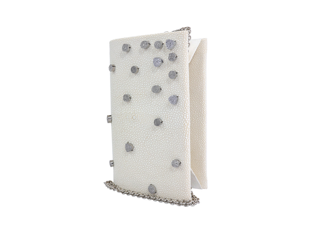The White Stingray & Platinum Druzies Classic Clutch