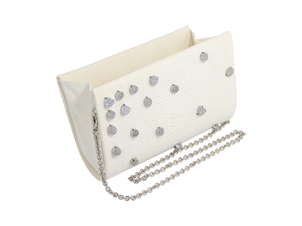 The White Stingray & Platinum Druzies Classic Clutch
