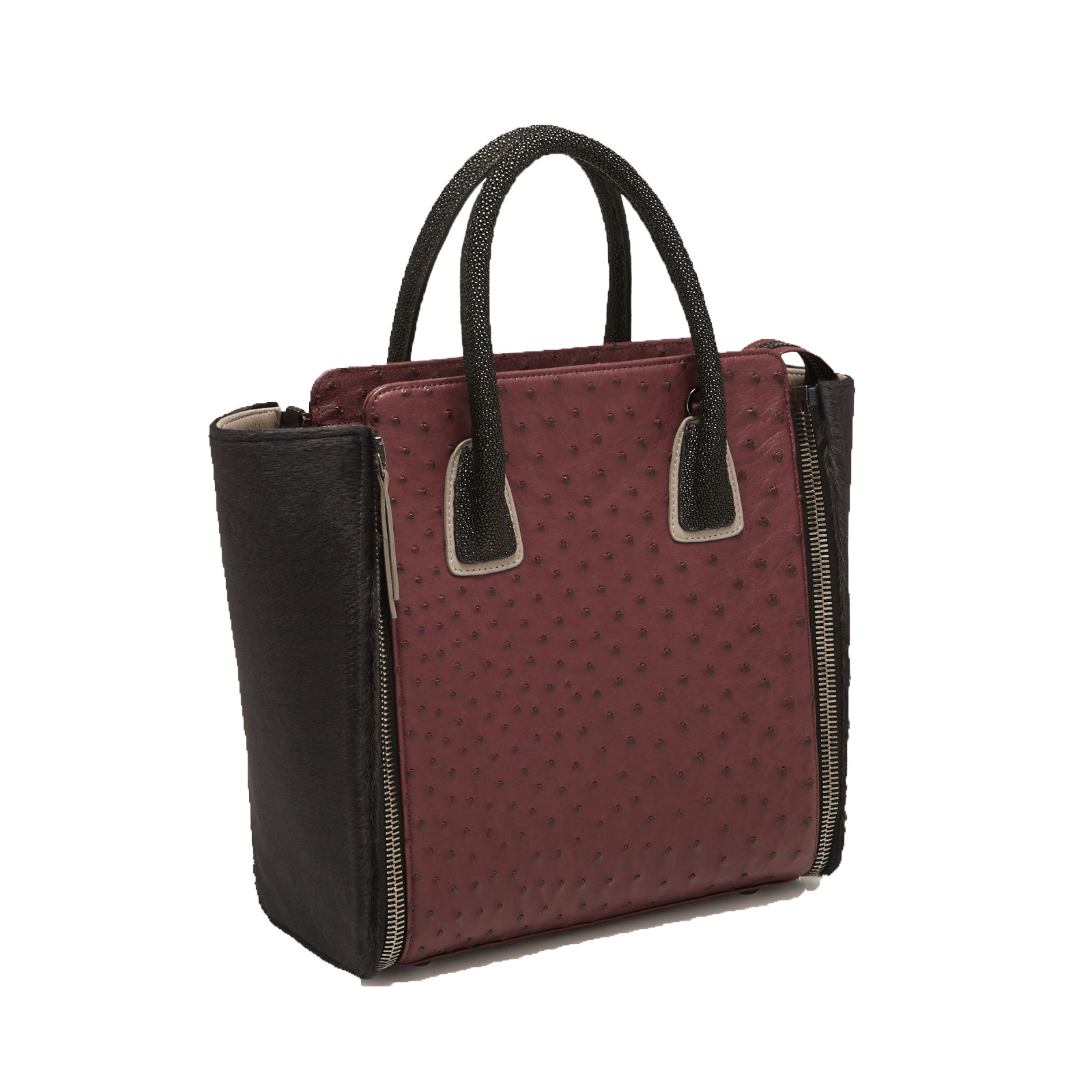 Handmade Burgundy Ostrich Leather Bag