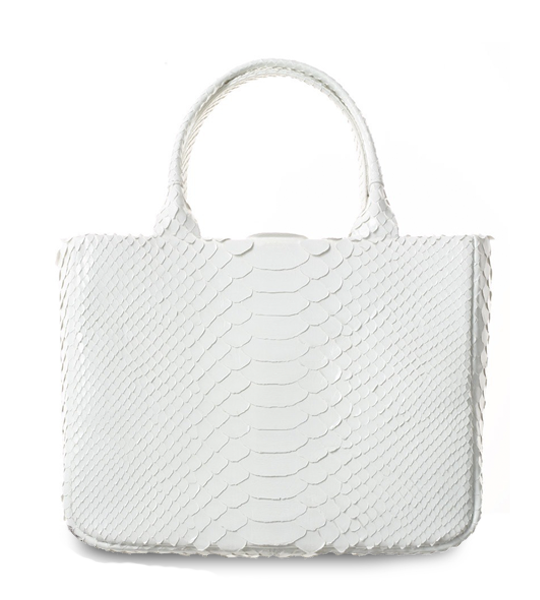 The White Matte Python Petite Tank Tote