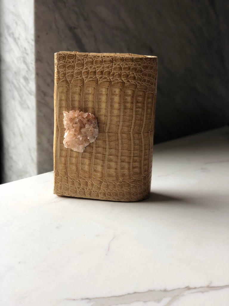 Tan Matte Crocodile & Quartz Crystal