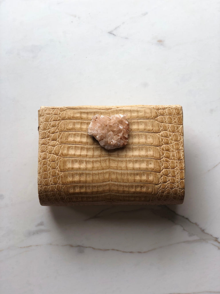Tan Matte Crocodile & Quartz Crystal