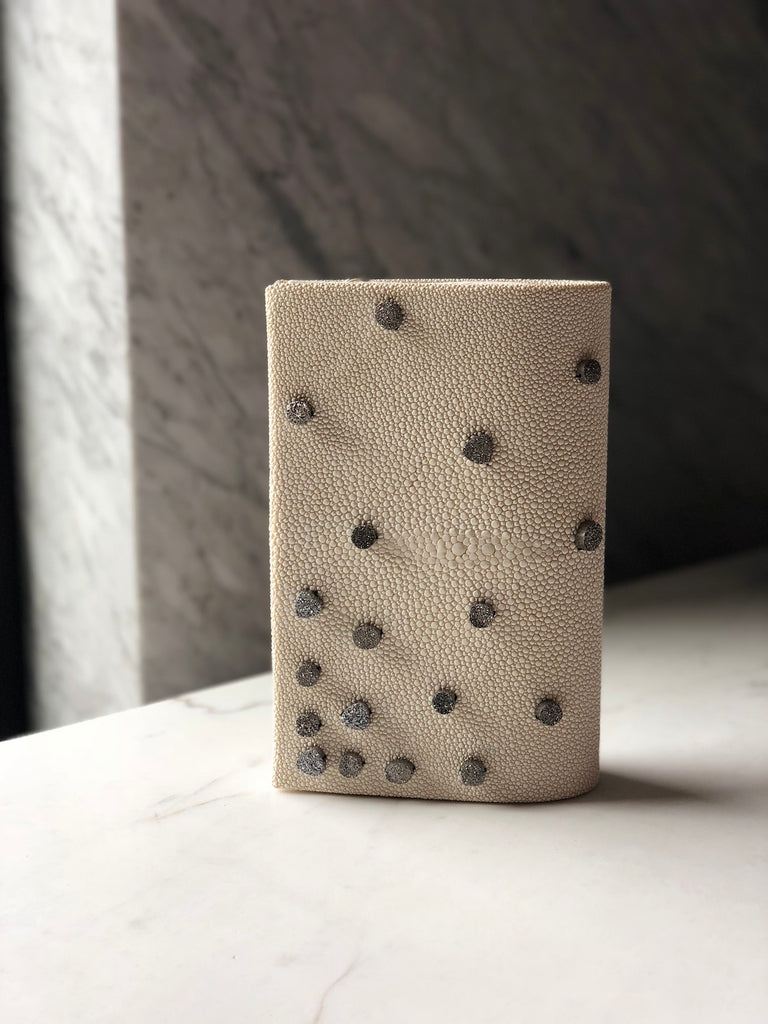 The White Stingray & Platinum Druzies Classic Clutch